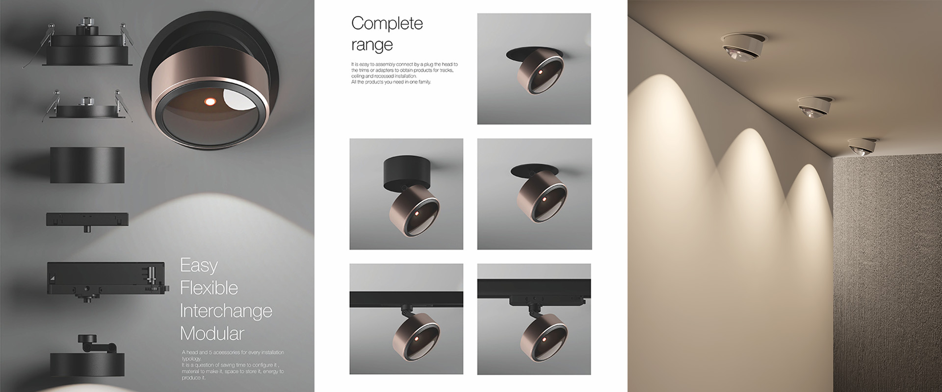 rose gold brass modular dali dimmable fixture