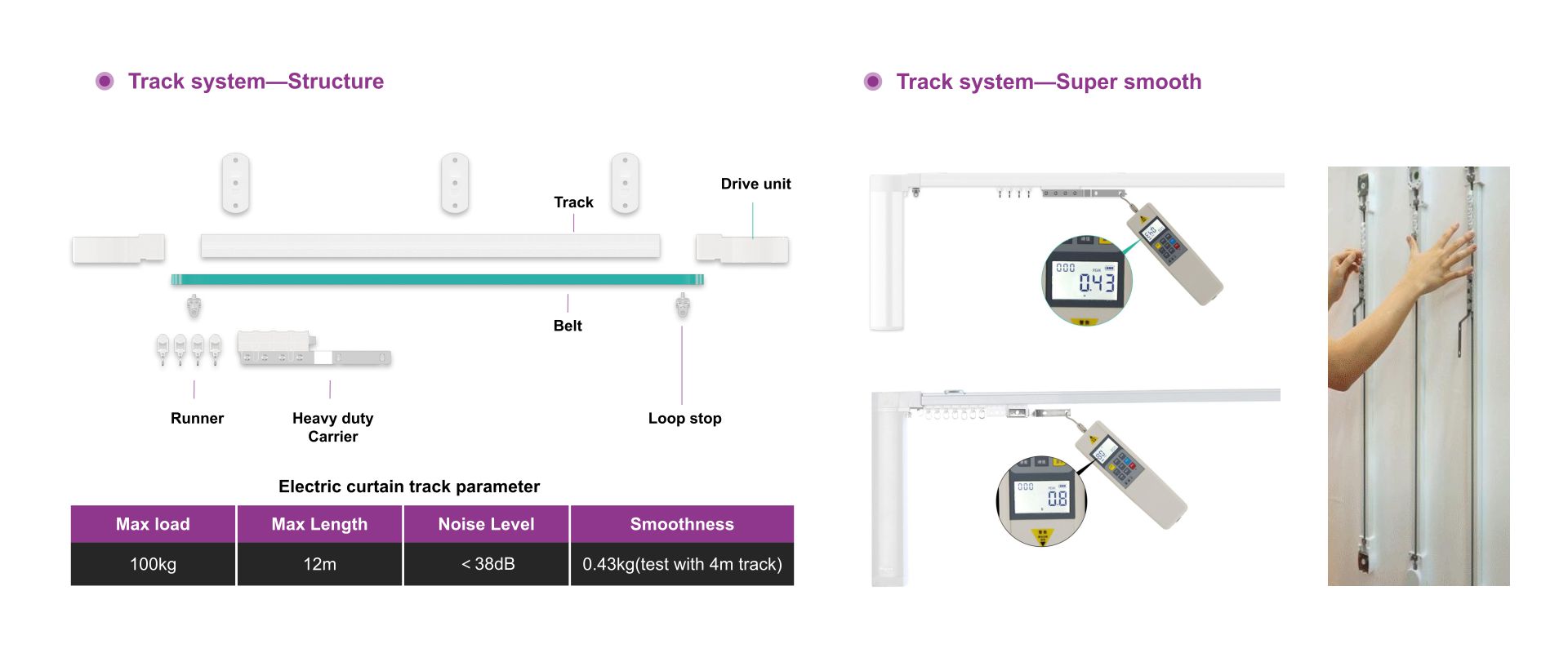 curtain track system with smooth,silent and durable