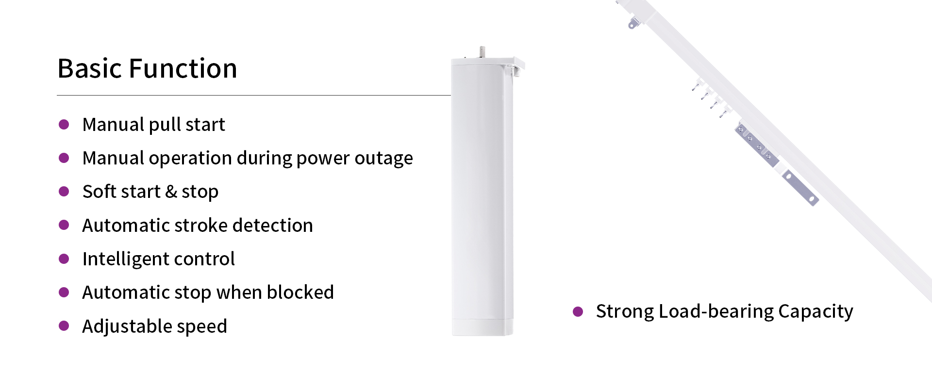 Hotel curtain motor with manual pull start, soft startstop, automatic stroke detection, intelligent control, and adjustable speed.jpg
